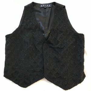 Vintage Ralph Lauren blue label Formal  black beaded vest